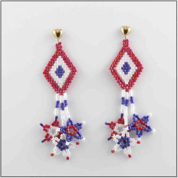 Red, White and Blue with Stars Earrings