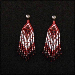 Red - Silver Earrings