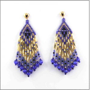 Blue - Gold Earrings