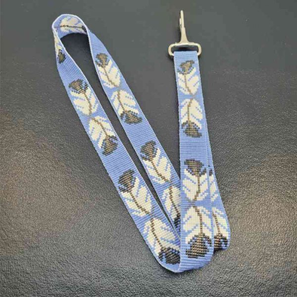 Light Blue with Feathers Lanyard