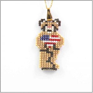 Teddy with Red, White & Blue Heart Pendant